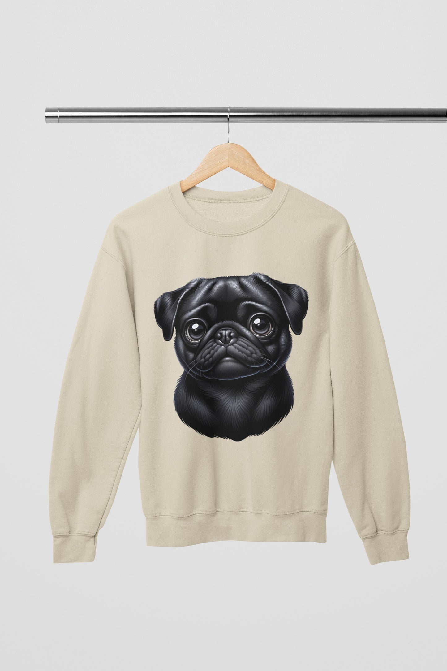 Pug Black Cartoon Design Crewneck Sweatshirt