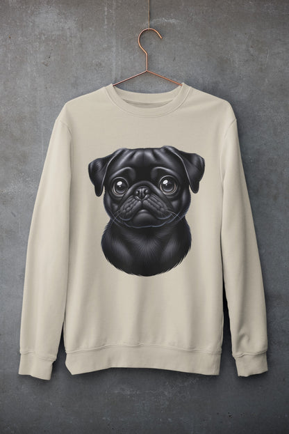 Pug Black Cartoon Design Crewneck Sweatshirt