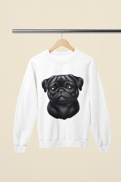 Pug Black Cartoon Design Crewneck Sweatshirt