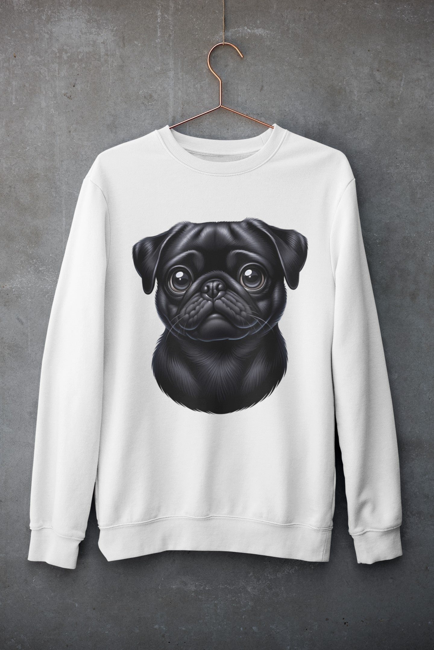 Pug Black Cartoon Design Crewneck Sweatshirt