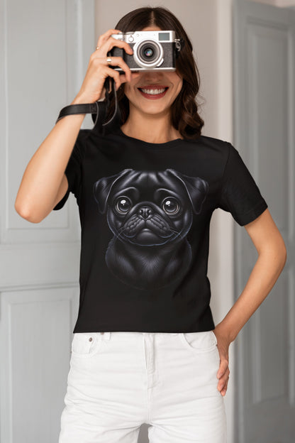 Pug Black Cartoon Graphic Tee