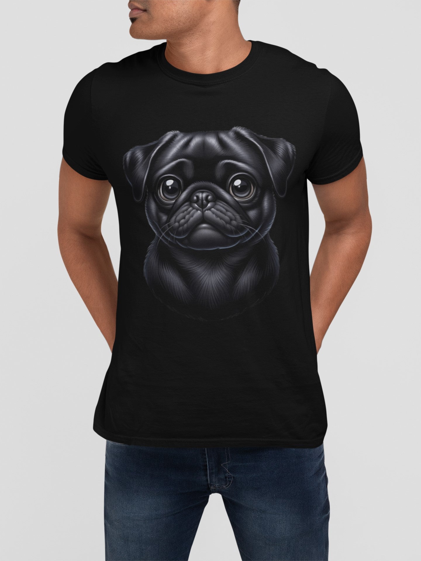 Pug Black Cartoon Graphic Tee