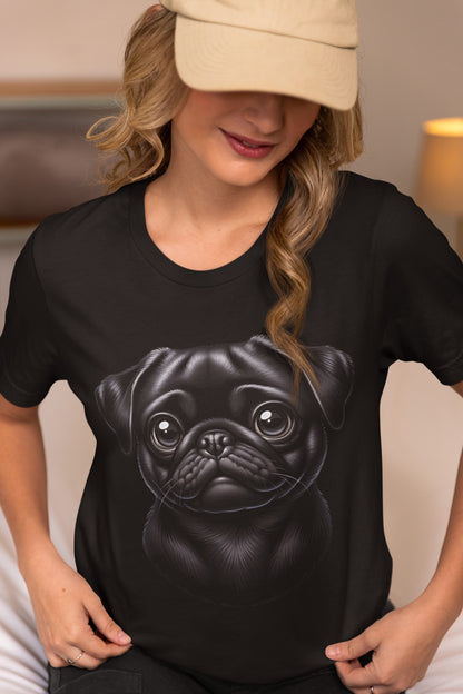 Pug Black Cartoon Graphic Tee