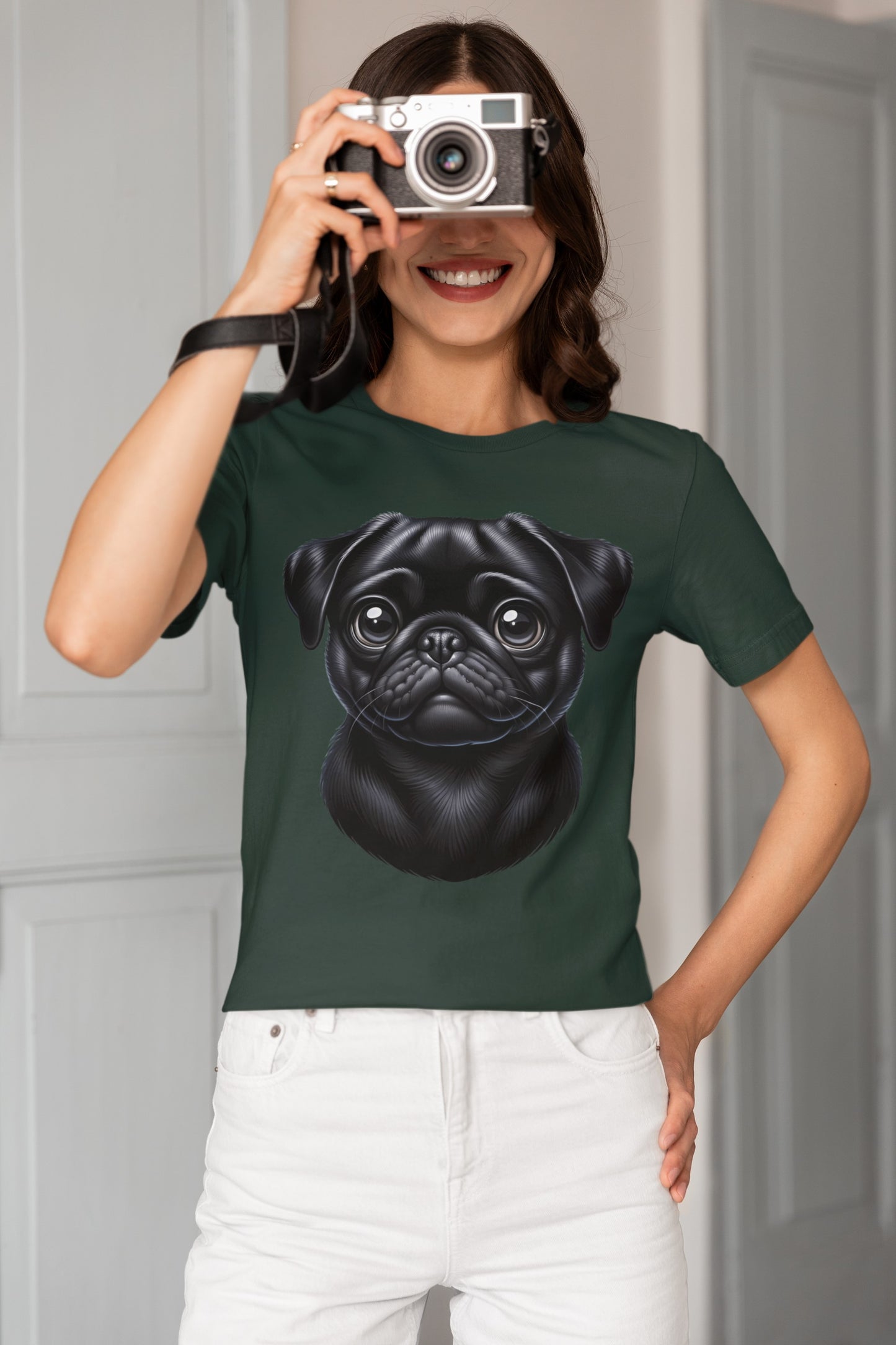 Pug Black Cartoon Graphic Tee