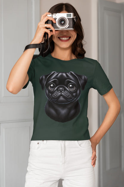 Pug Black Cartoon Graphic Tee