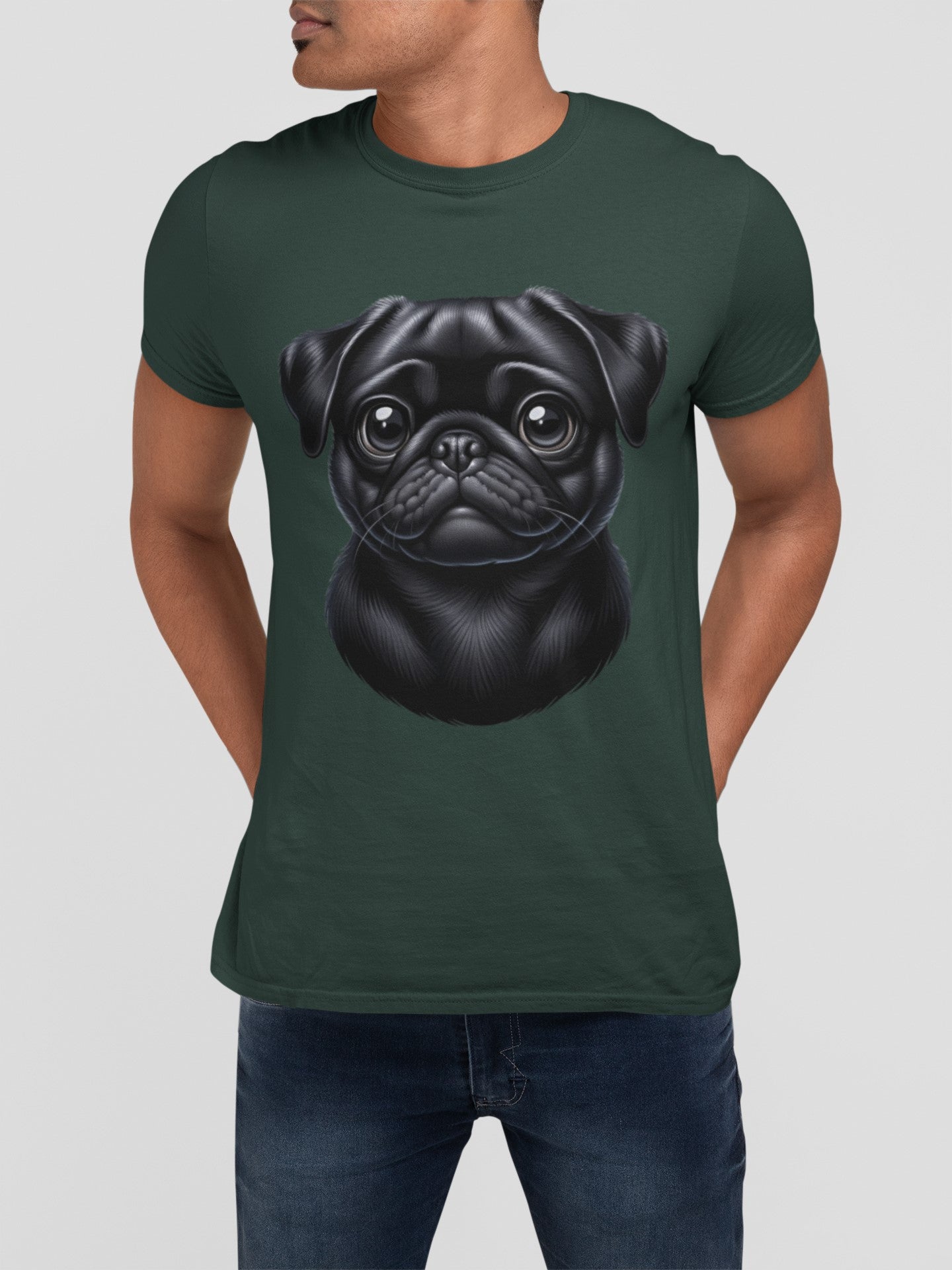 Pug Black Cartoon Graphic Tee