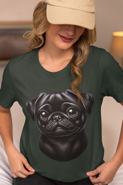 Pug Black Cartoon Graphic Tee