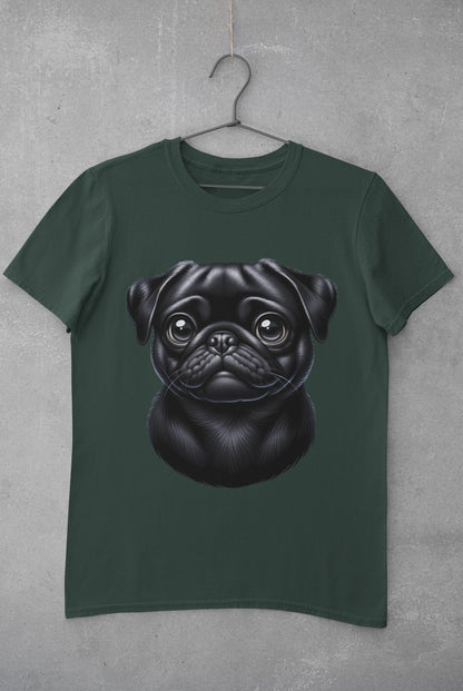 Pug Black Cartoon Graphic Tee