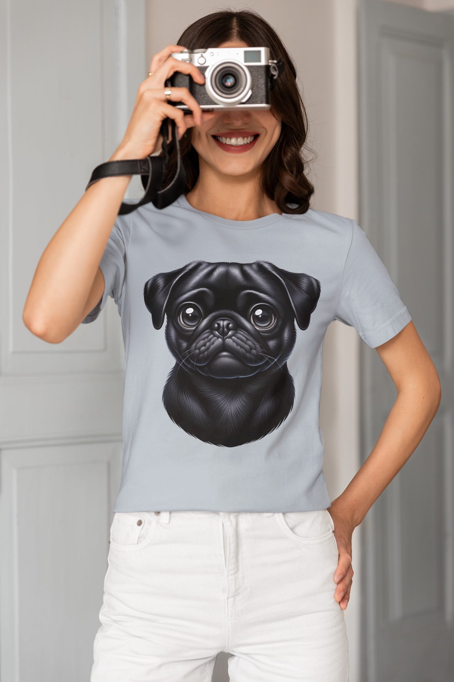 Pug Black Cartoon Graphic Tee