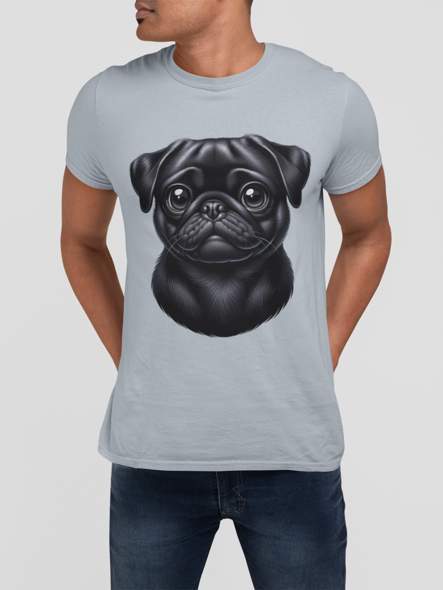 Pug Black Cartoon Graphic Tee
