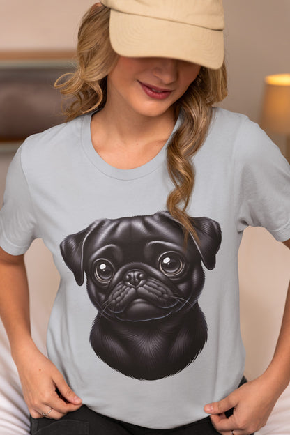 Pug Black Cartoon Graphic Tee