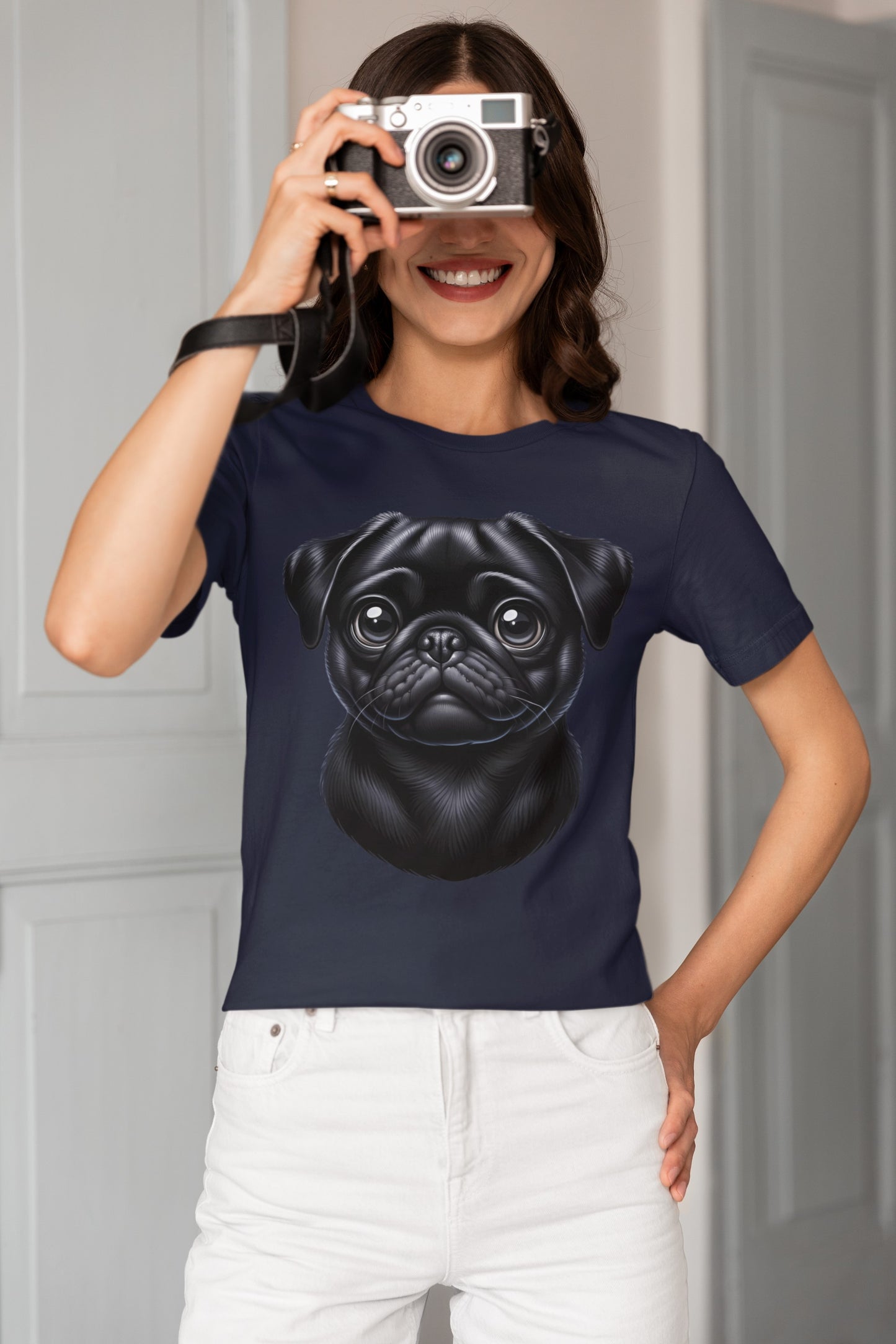 Pug Black Cartoon Graphic Tee