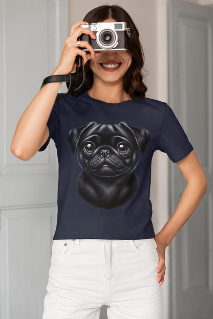 Pug Black Cartoon Graphic Tee