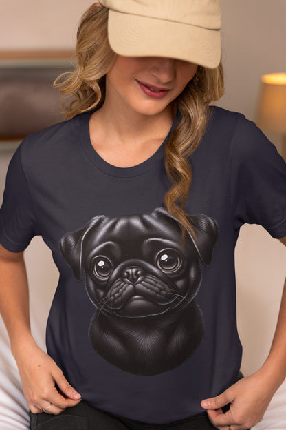 Pug Black Cartoon Graphic Tee