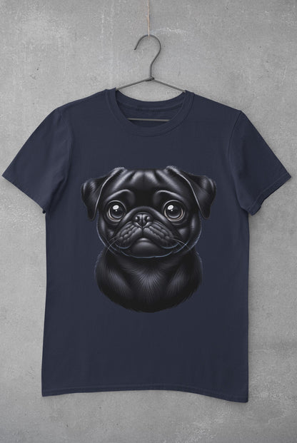 Pug Black Cartoon Graphic Tee
