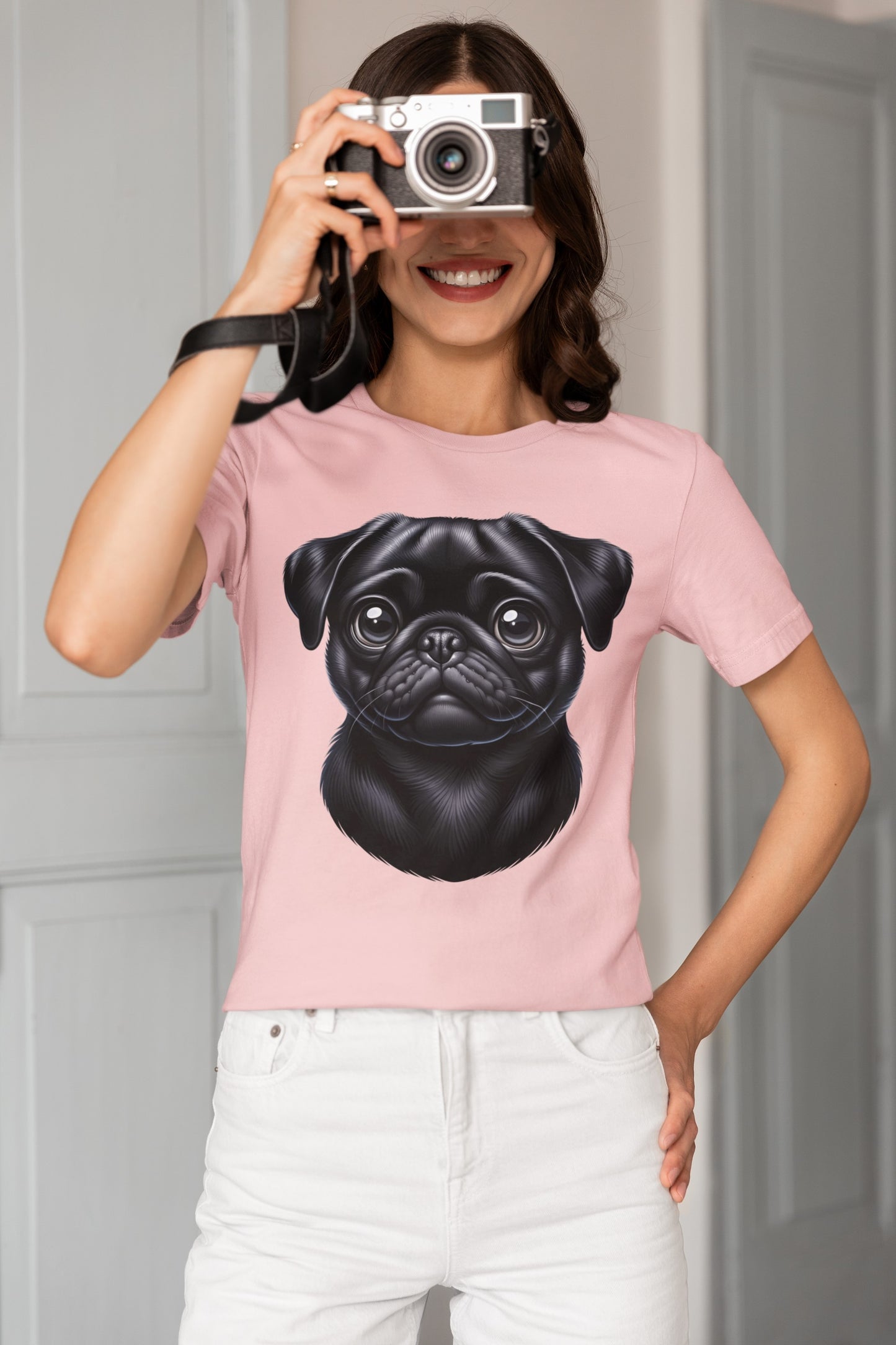 Pug Black Cartoon Graphic Tee