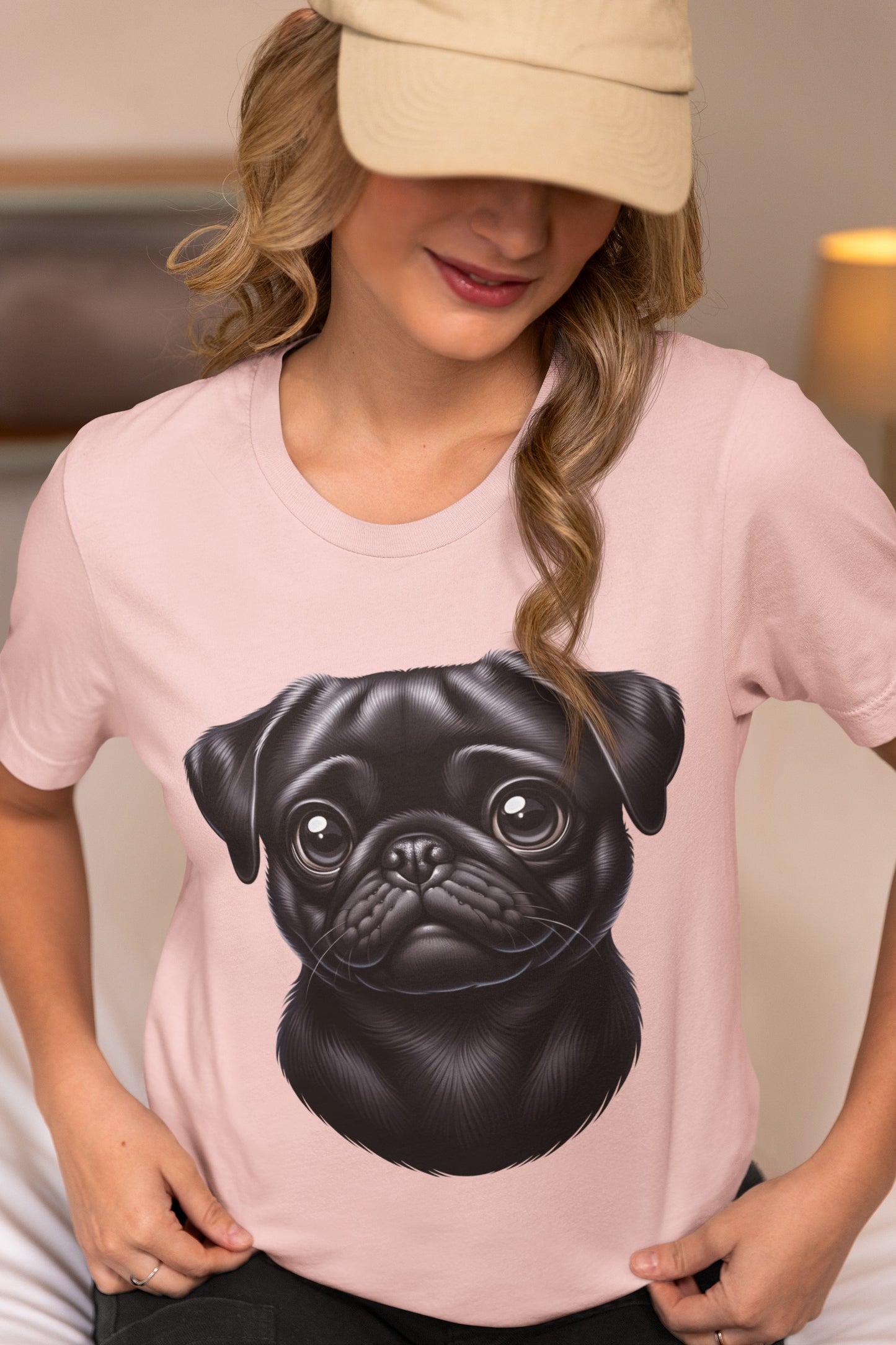 Pug Black Cartoon Graphic Tee