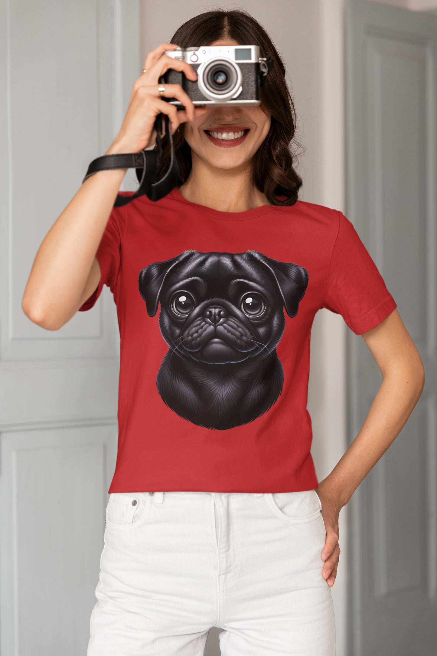 Pug Black Cartoon Graphic Tee
