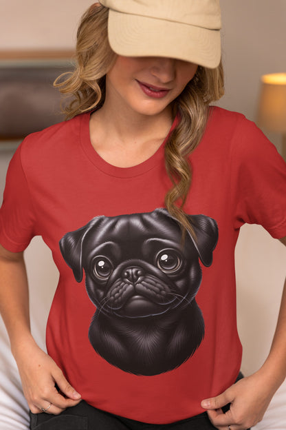 Pug Black Cartoon Graphic Tee