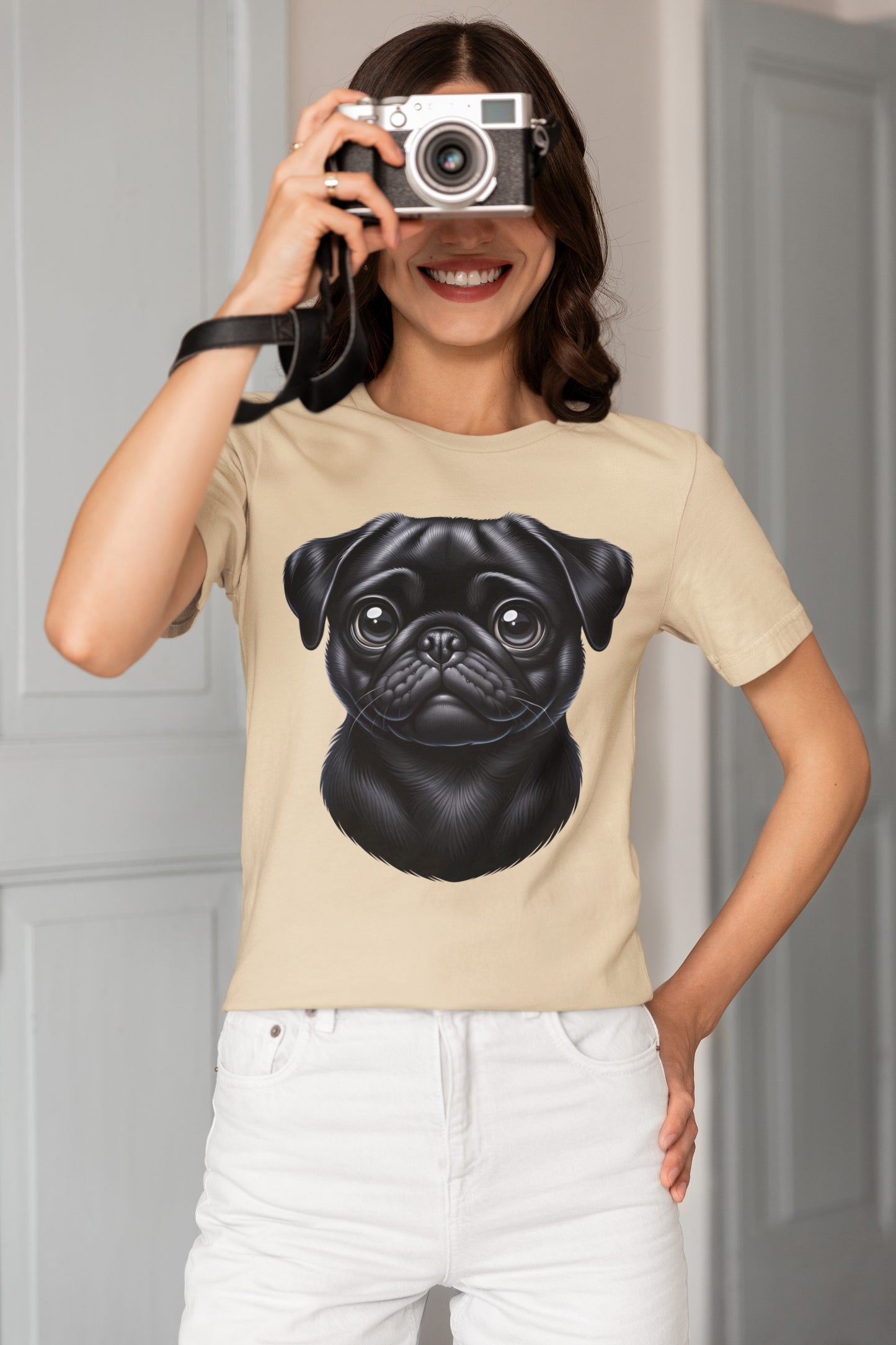 Pug Black Cartoon Graphic Tee