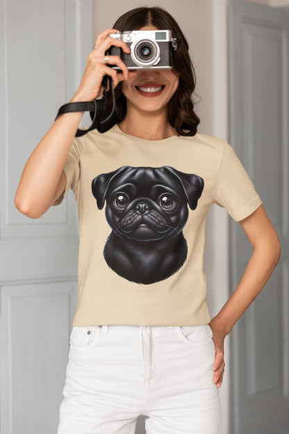 Pug Black Cartoon Graphic Tee