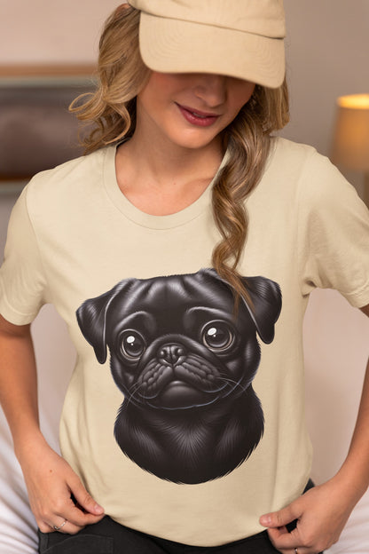 Pug Black Cartoon Graphic Tee