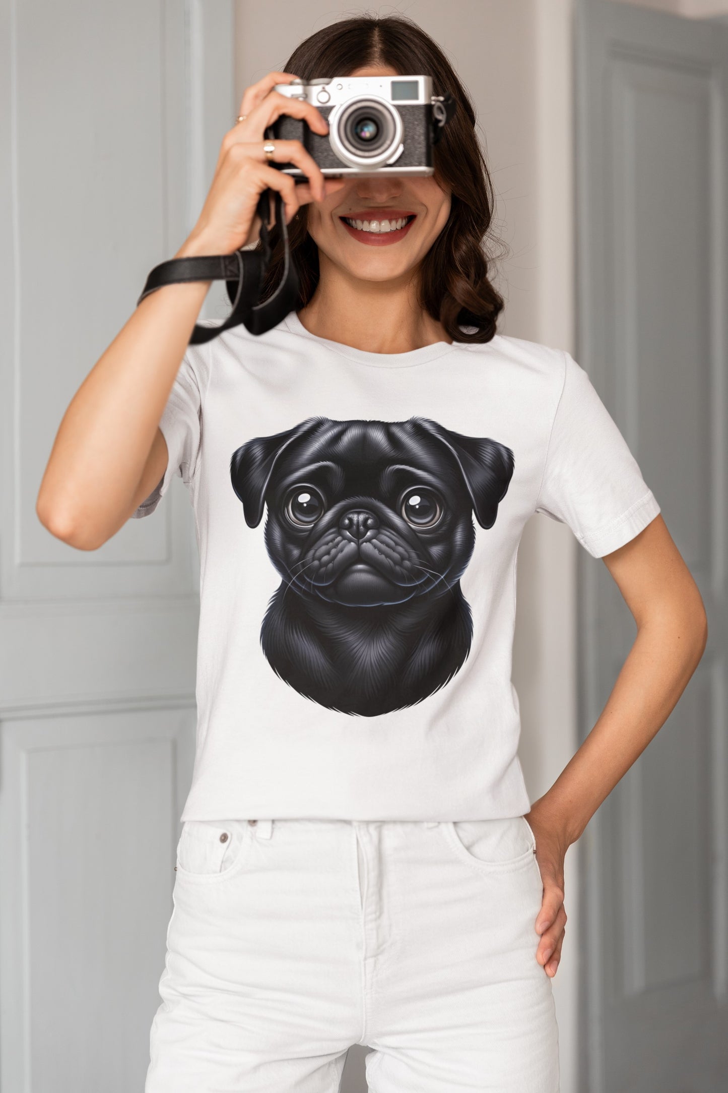 Pug Black Cartoon Graphic Tee