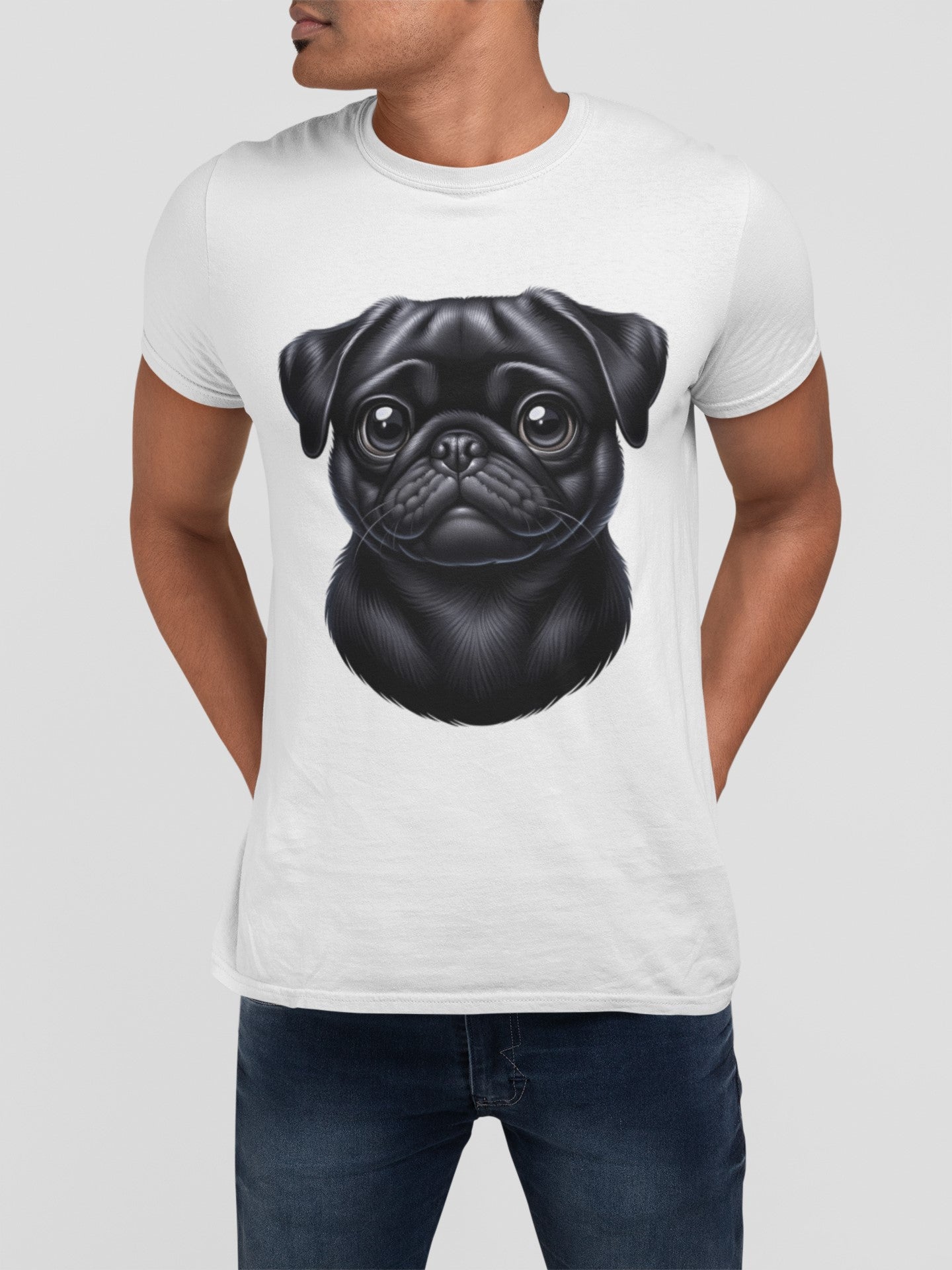 Pug Black Cartoon Graphic Tee