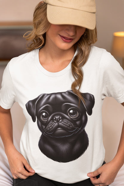 Pug Black Cartoon Graphic Tee