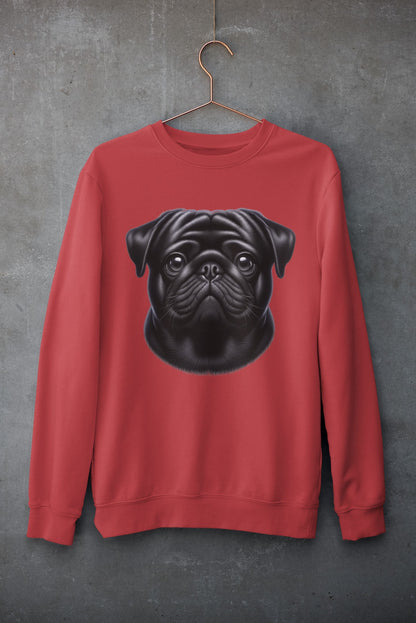 Pug Black Realistic Design Crewneck Sweatshirt