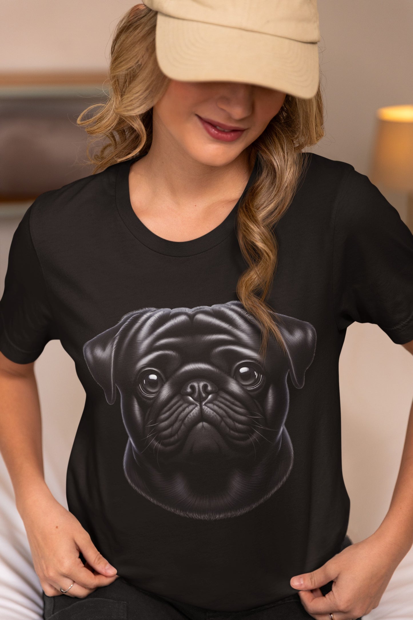 Pug Black Realistic Graphic Tee