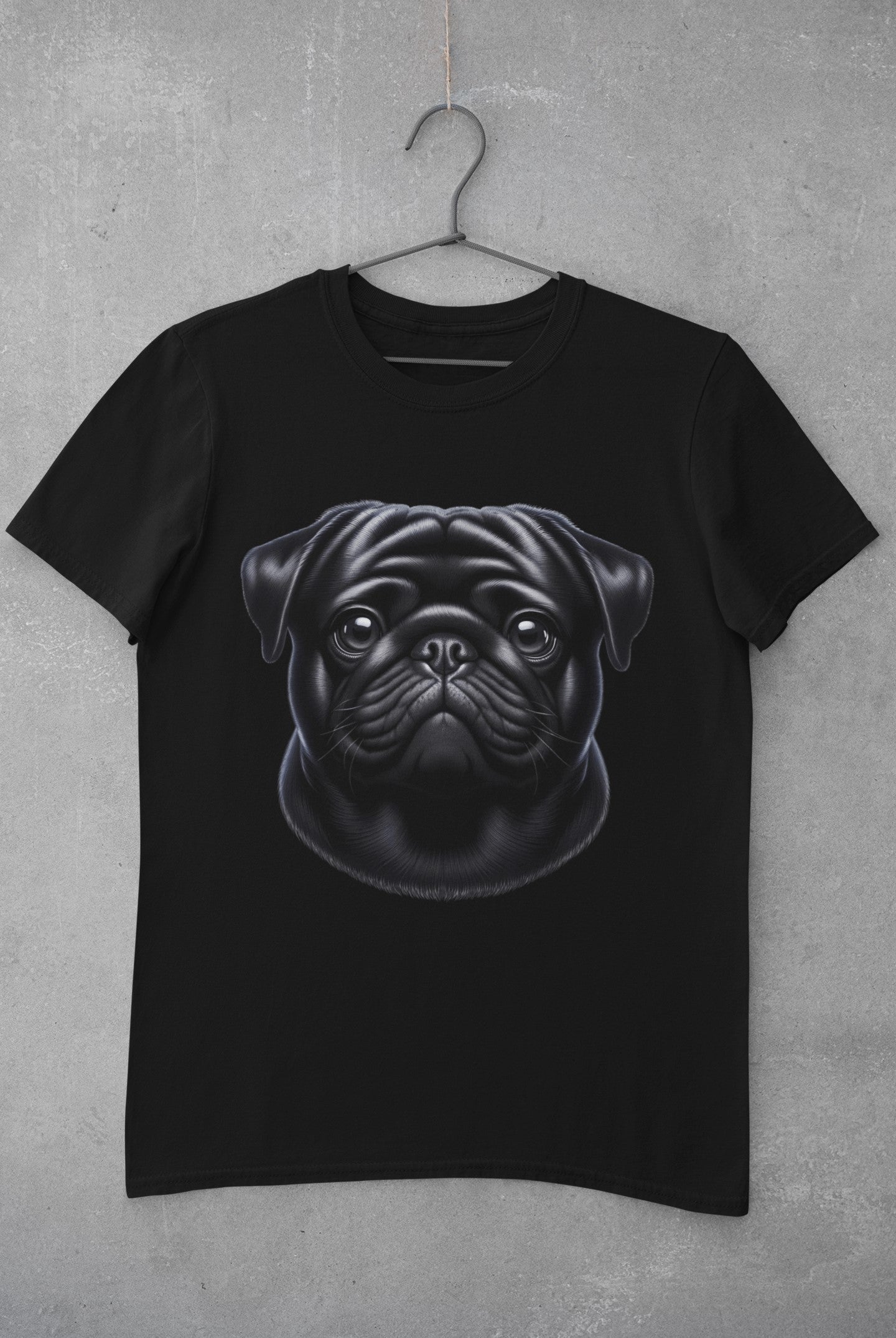 Pug Black Realistic Graphic Tee
