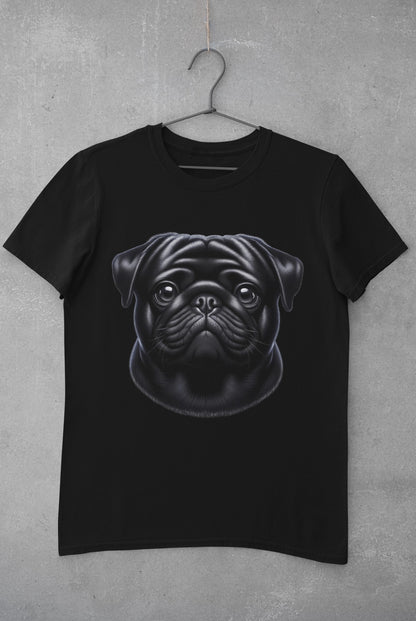 Pug Black Realistic Graphic Tee