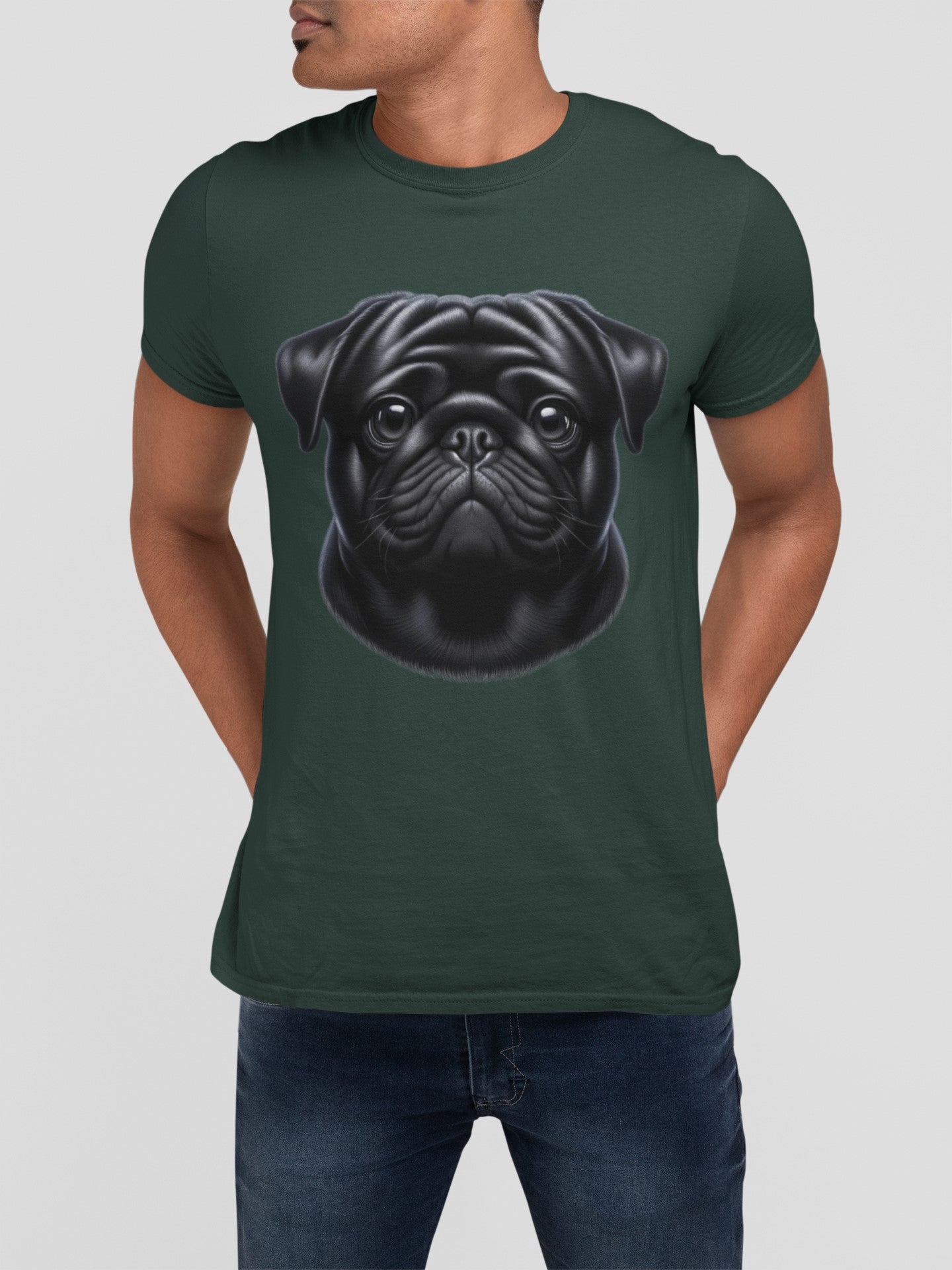 Pug Black Realistic Graphic Tee