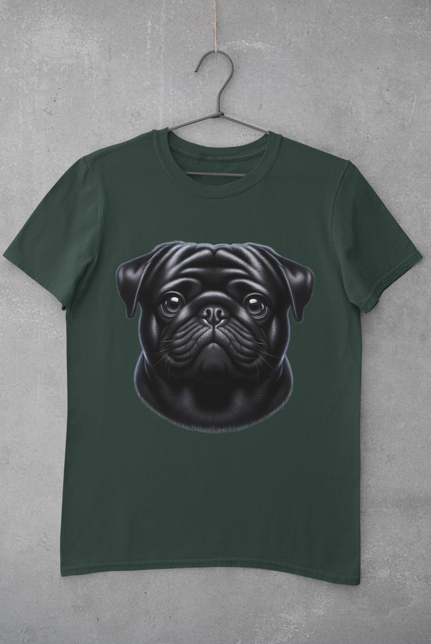 Pug Black Realistic Graphic Tee