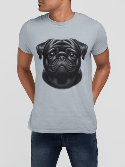 Pug Black Realistic Graphic Tee