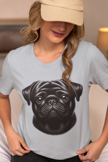 Pug Black Realistic Graphic Tee