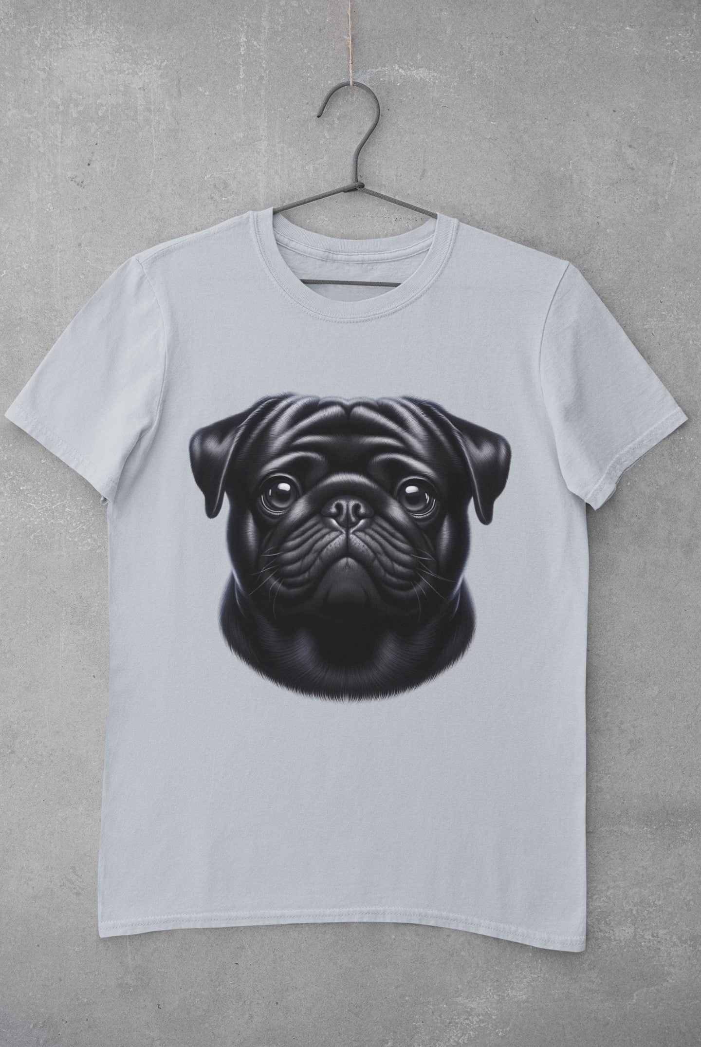 Pug Black Realistic Graphic Tee