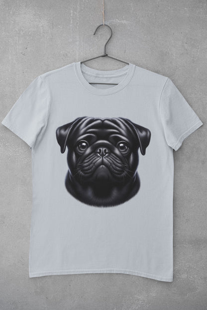 Pug Black Realistic Graphic Tee