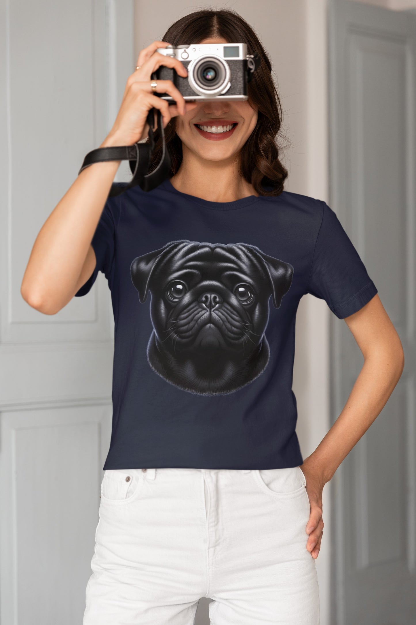 Pug Black Realistic Graphic Tee