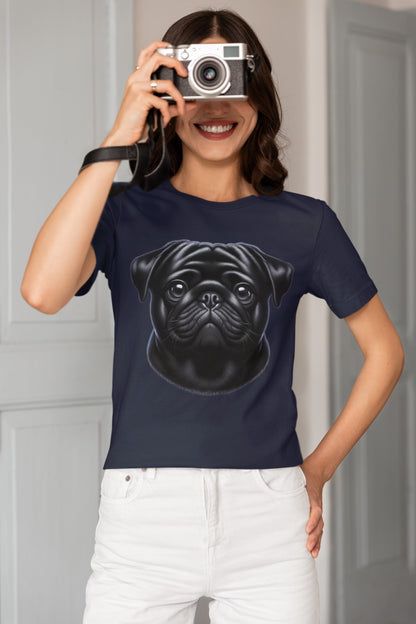 Pug Black Realistic Graphic Tee