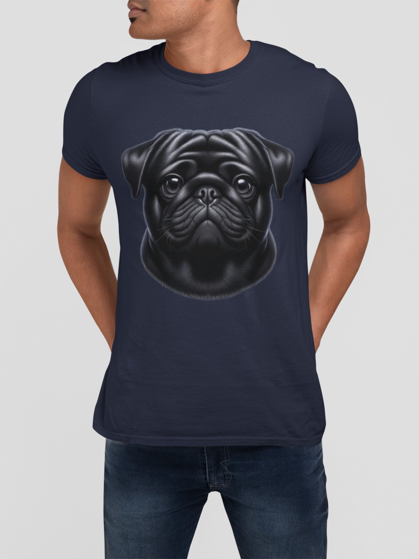 Pug Black Realistic Graphic Tee