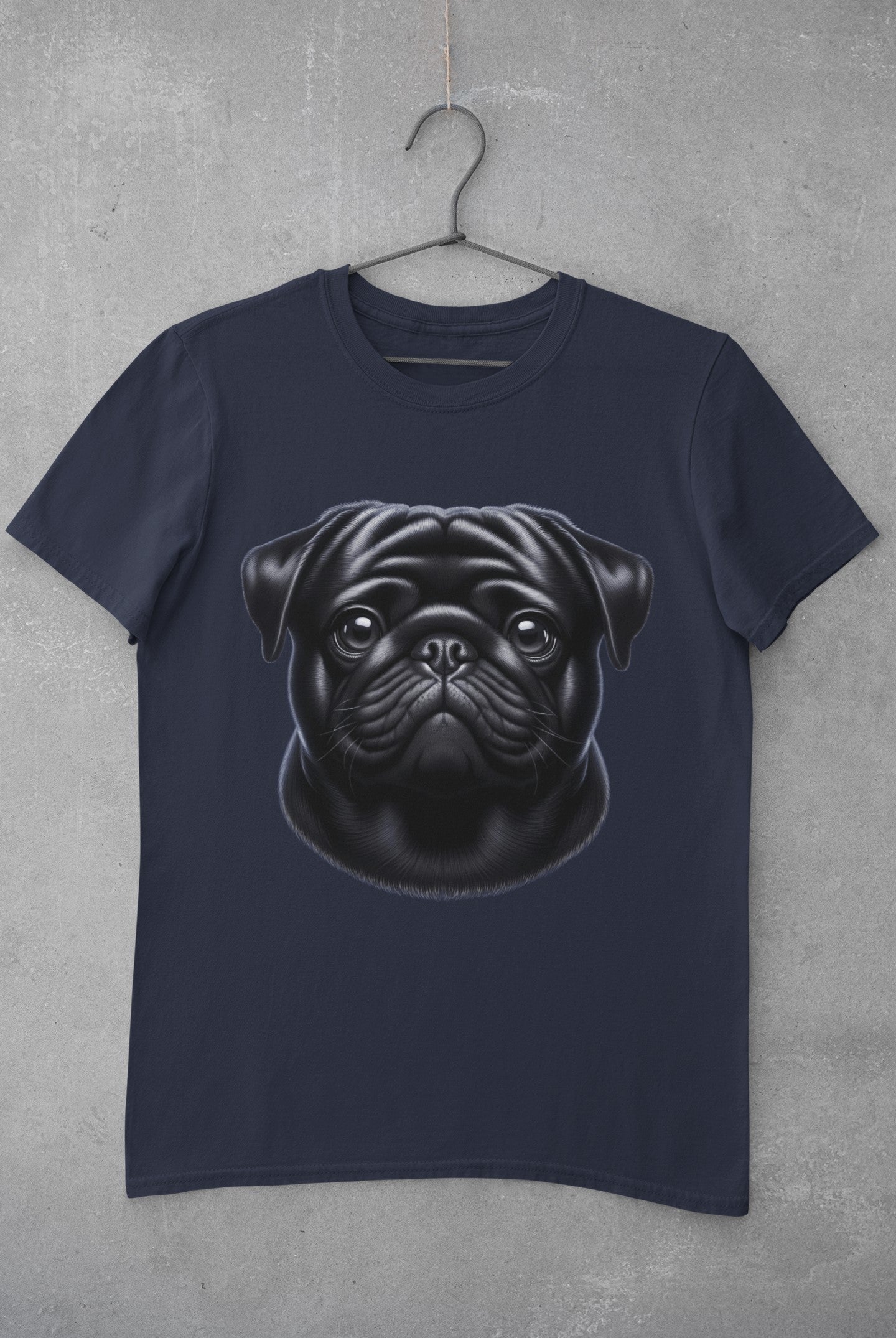 Pug Black Realistic Graphic Tee