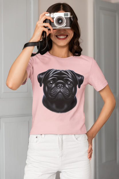 Pug Black Realistic Graphic Tee