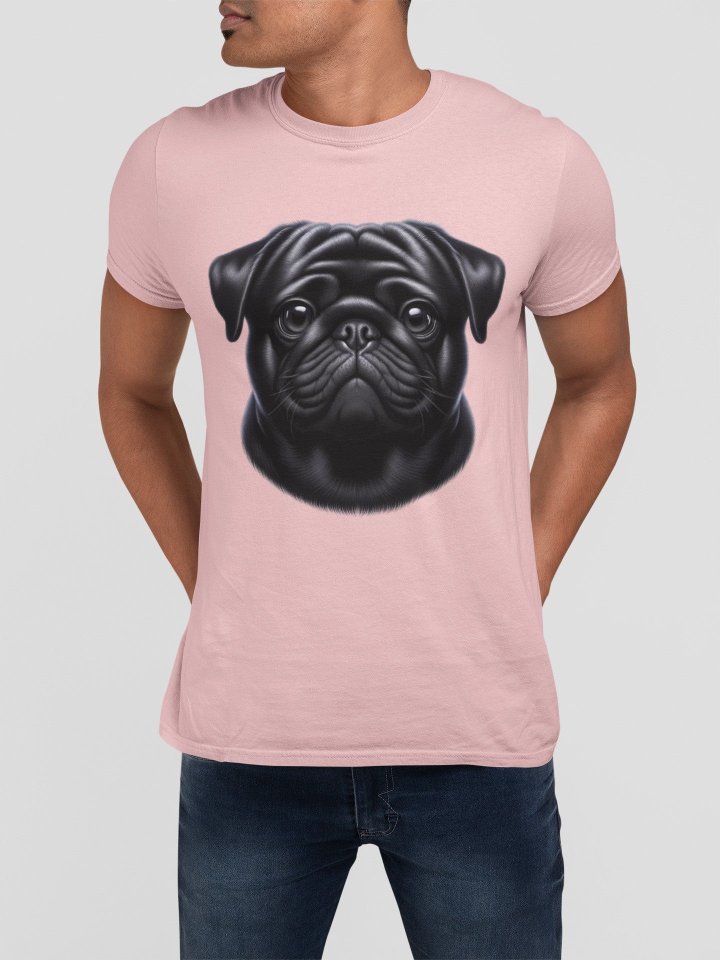 Pug Black Realistic Graphic Tee