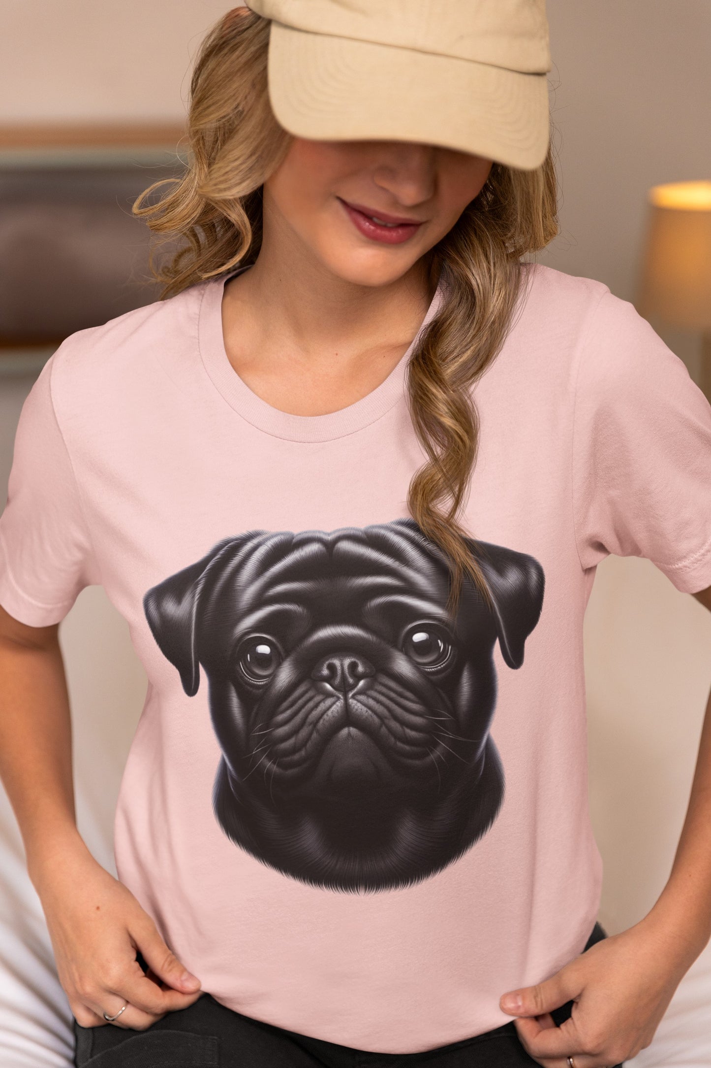 Pug Black Realistic Graphic Tee
