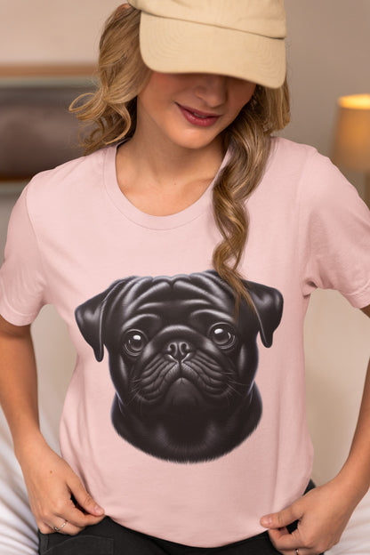 Pug Black Realistic Graphic Tee