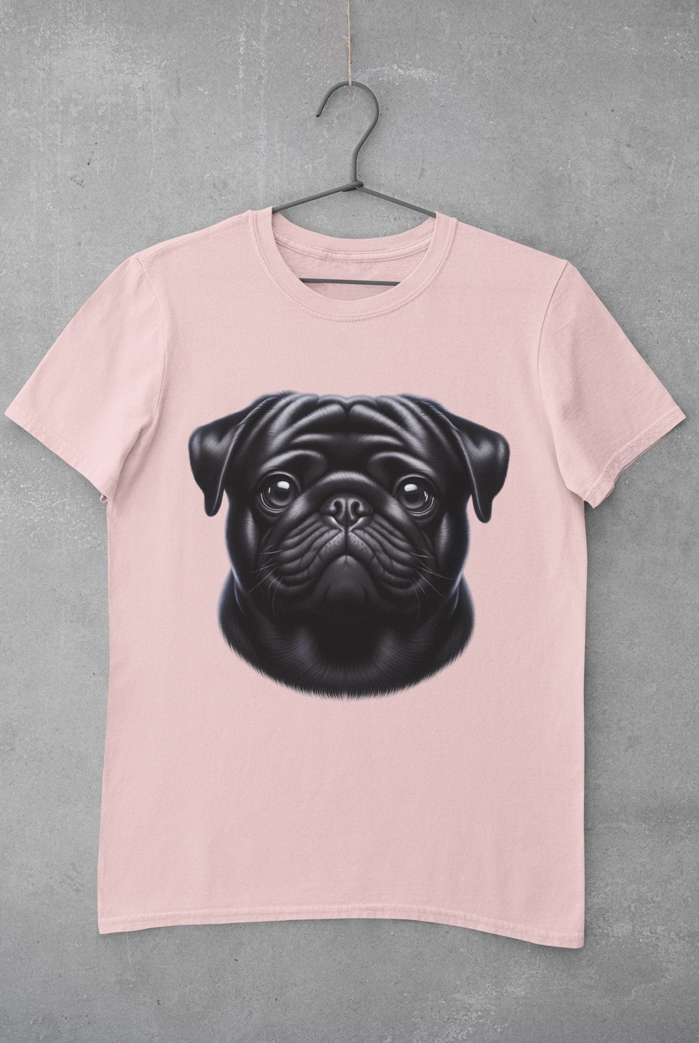 Pug Black Realistic Graphic Tee