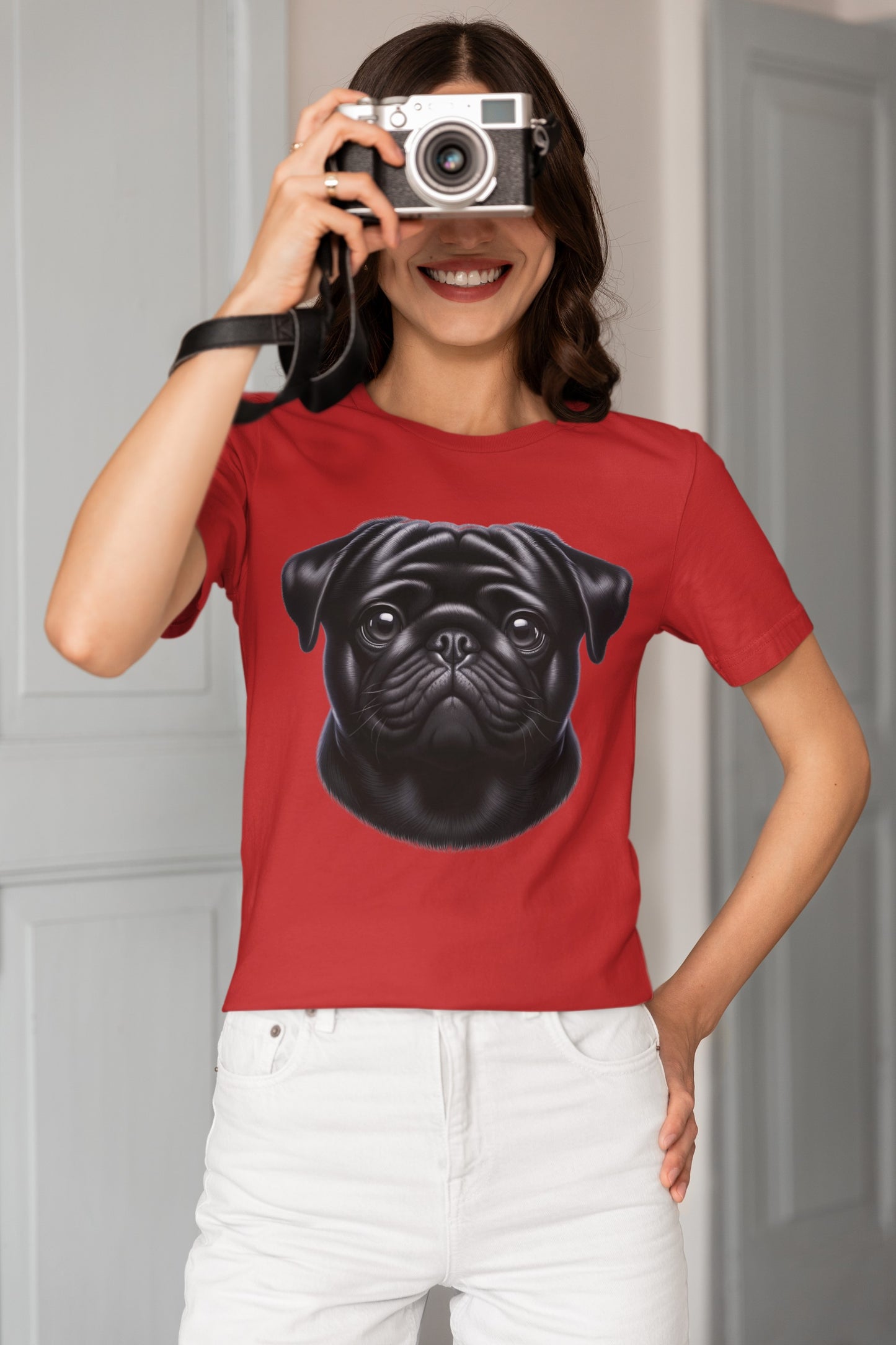 Pug Black Realistic Graphic Tee