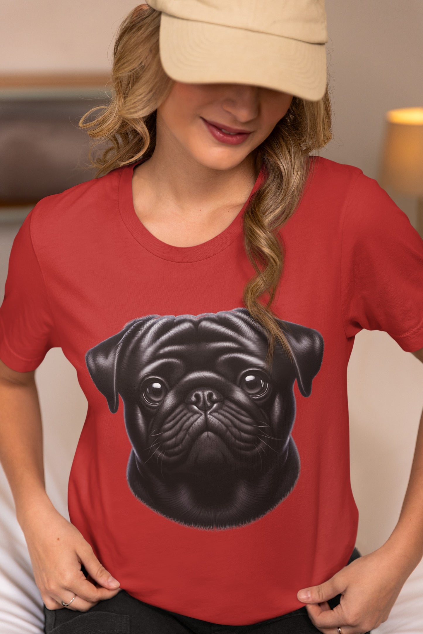 Pug Black Realistic Graphic Tee